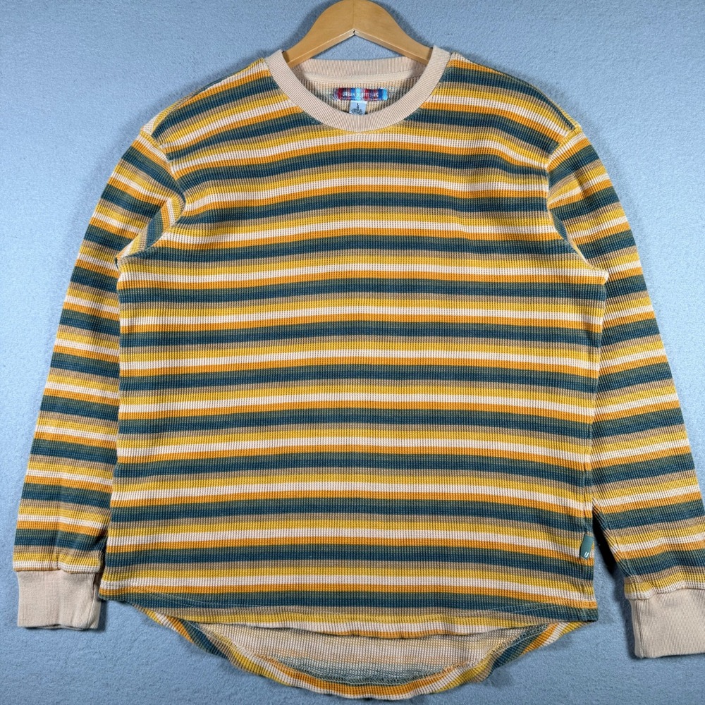 Urban Outfitters Striped Waffle Knit Thermal Long Sleeve Top Multi Color Large